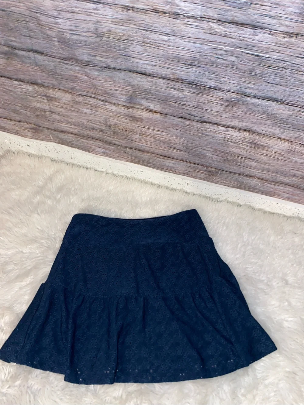 Kyodan Navy Eyelet Ruffle Mini Skirt Skort